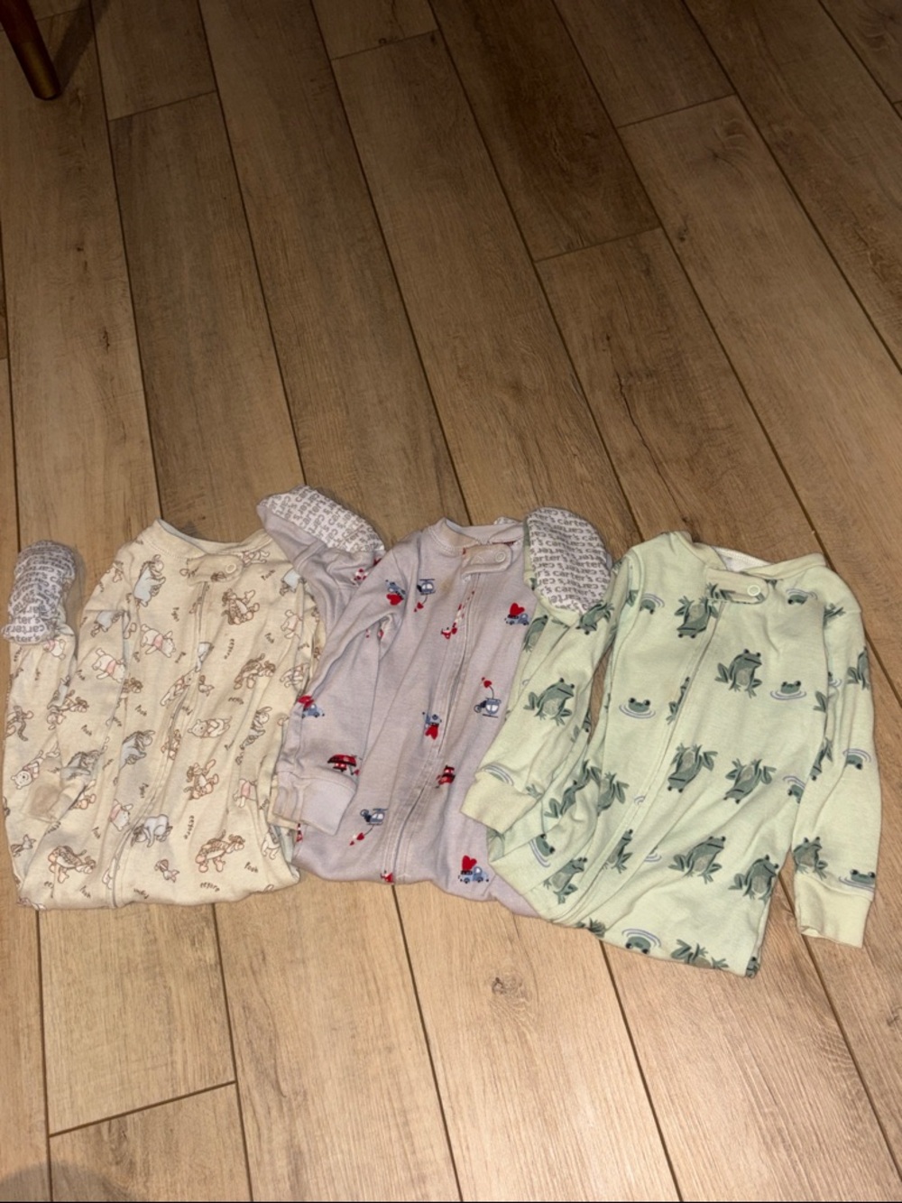 Carter's Neutral, Light Gray, and Pale Green Baby Footies - 3 Pack